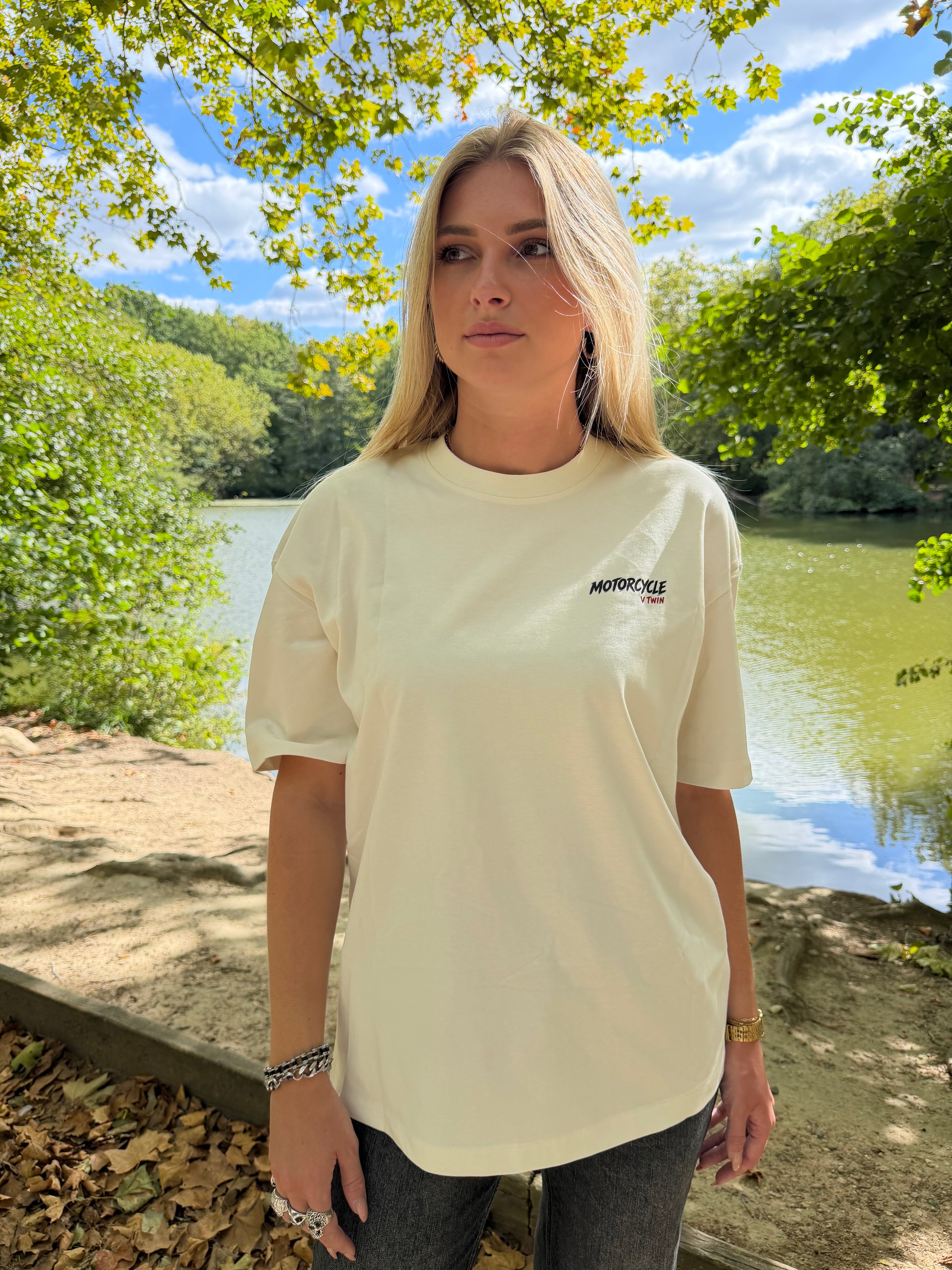 T-SHIRT OVERSIZE MOTORCYCLE BLANC