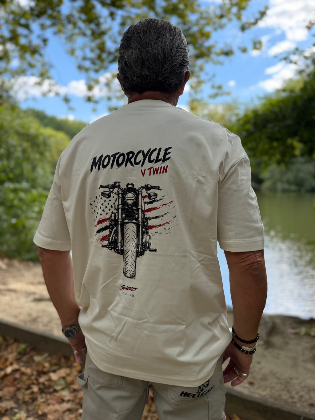 T-SHIRT OVERSIZE MOTORCYCLE BLANC