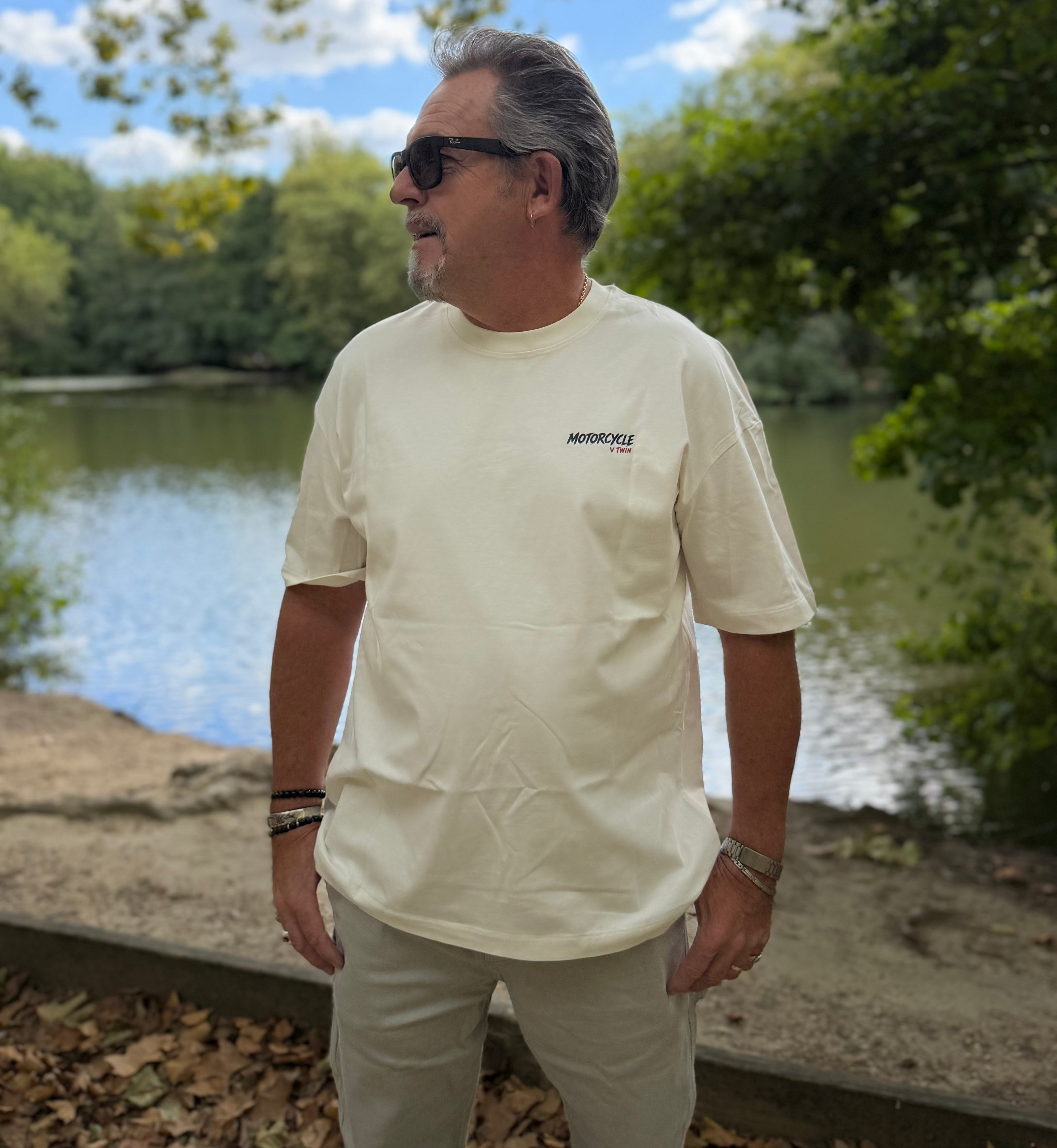 T-SHIRT OVERSIZE MOTORCYCLE BLANC