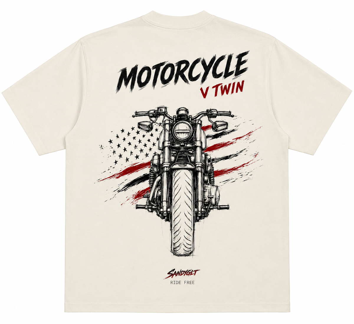 T-SHIRT OVERSIZE MOTORCYCLE BLANC
