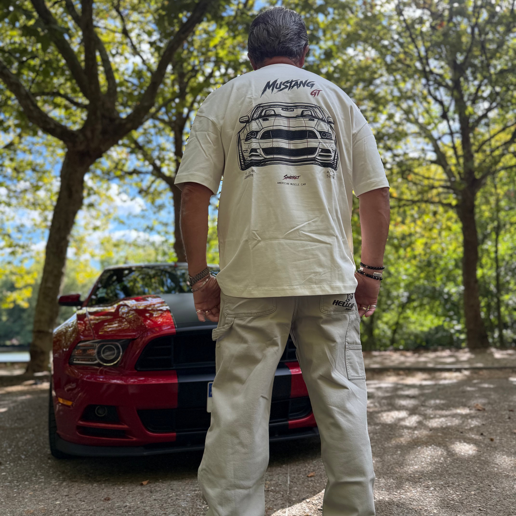 T-SHIRT OVERSIZE MUSTANG BLANC