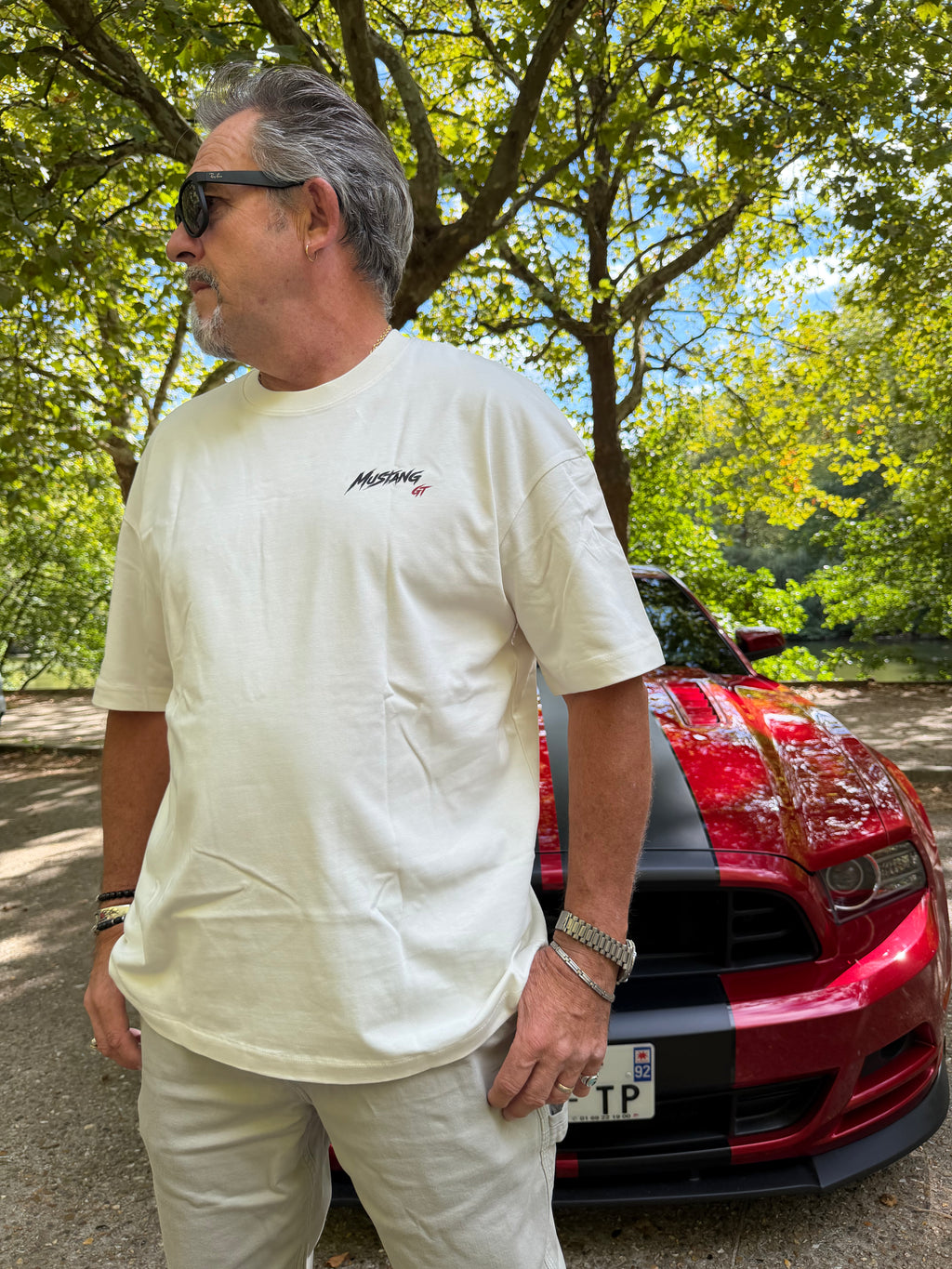 T-SHIRT OVERSIZE MUSTANG BLANC