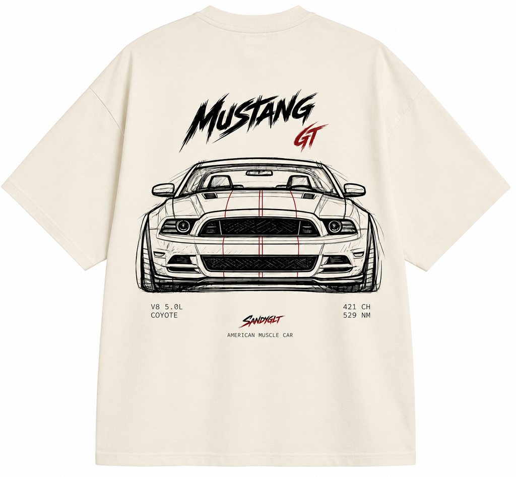 T-SHIRT OVERSIZE MUSTANG BLANC