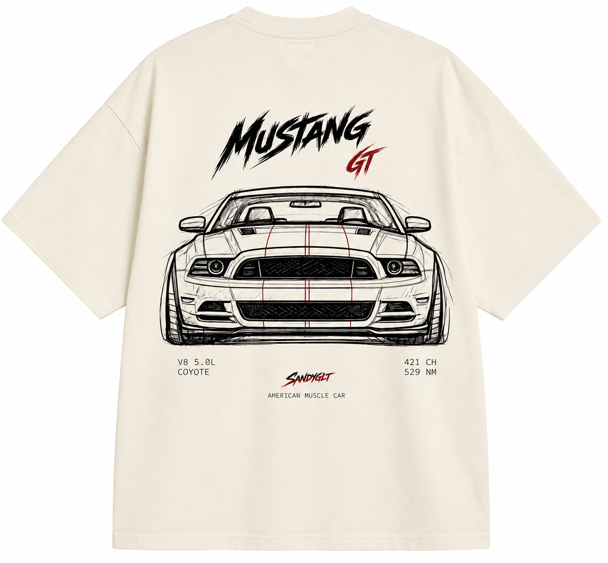 T-SHIRT OVERSIZE MUSTANG BLANC