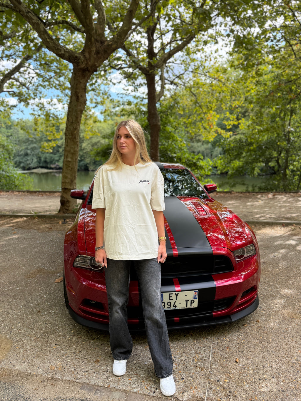 T-SHIRT OVERSIZE MUSTANG BLANC