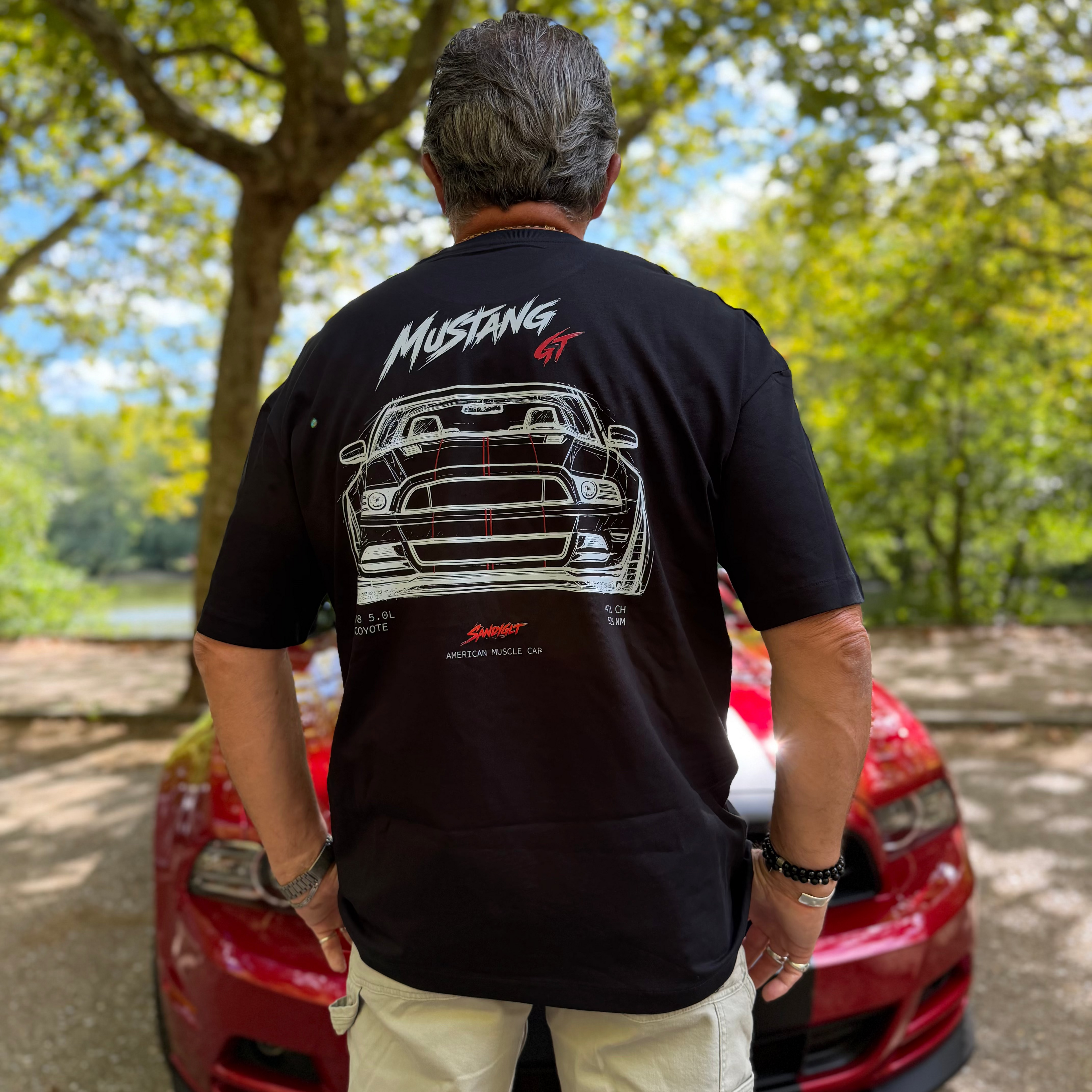 T-SHIRT OVERSIZE MUSTANG NOIR