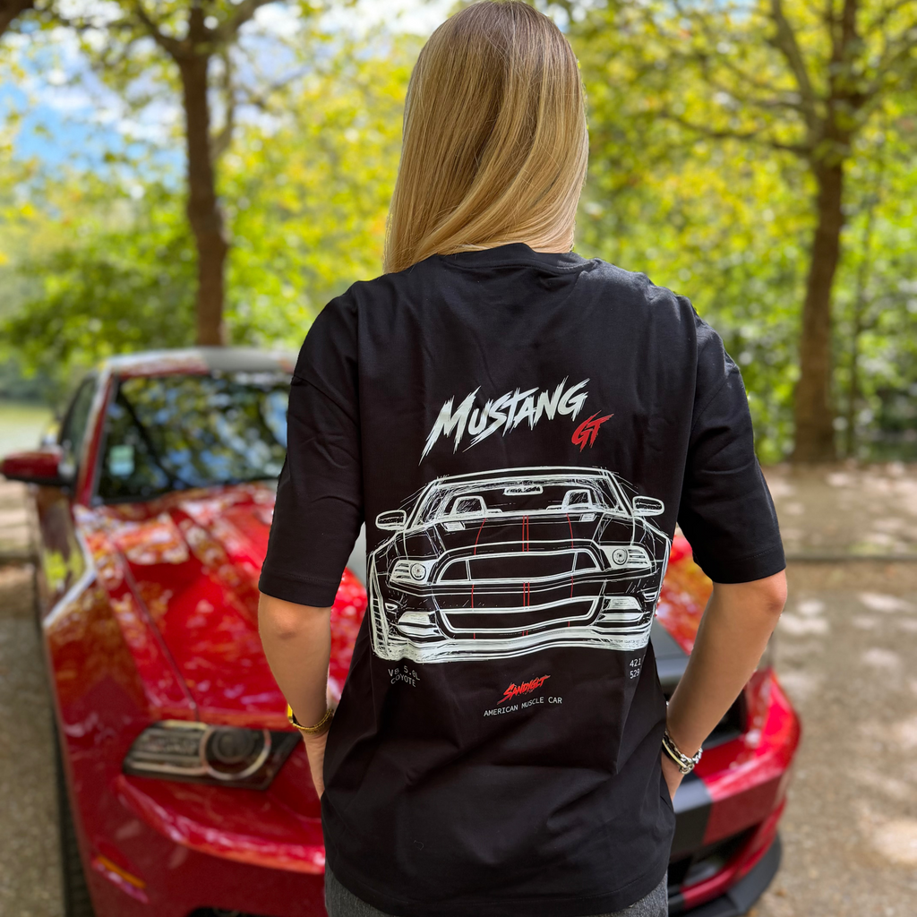 T-SHIRT OVERSIZE MUSTANG NOIR