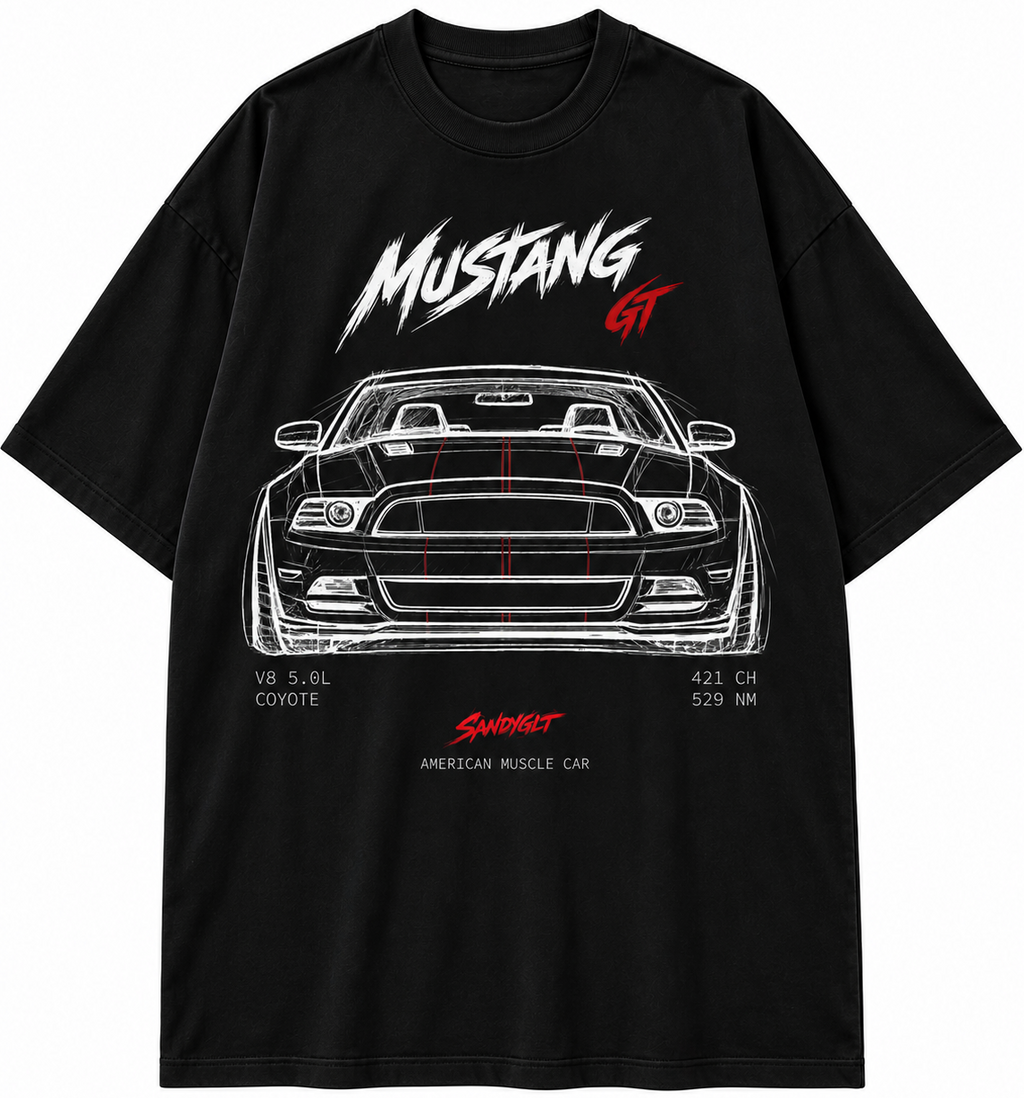 T-SHIRT OVERSIZE MUSTANG NOIR